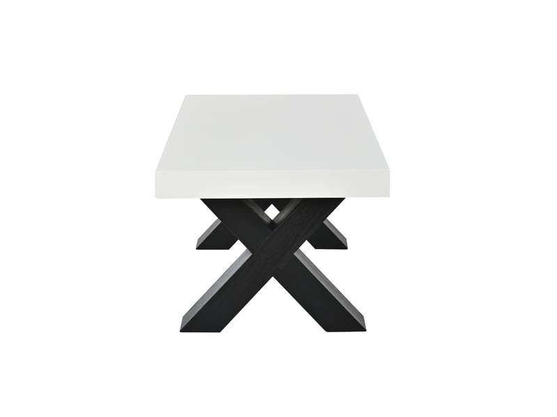  Table basse ulevr rectangulaire 100 x 50 x 40 cm, plateau blanc brillant, pieds en x mdf noir  - Conforama A