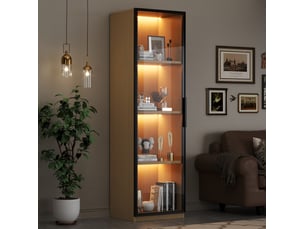 Vitrine coloris bois clair 3 étagère(s) <strong>DESMIU</strong> <strong></strong> - 40 cmx165 cm