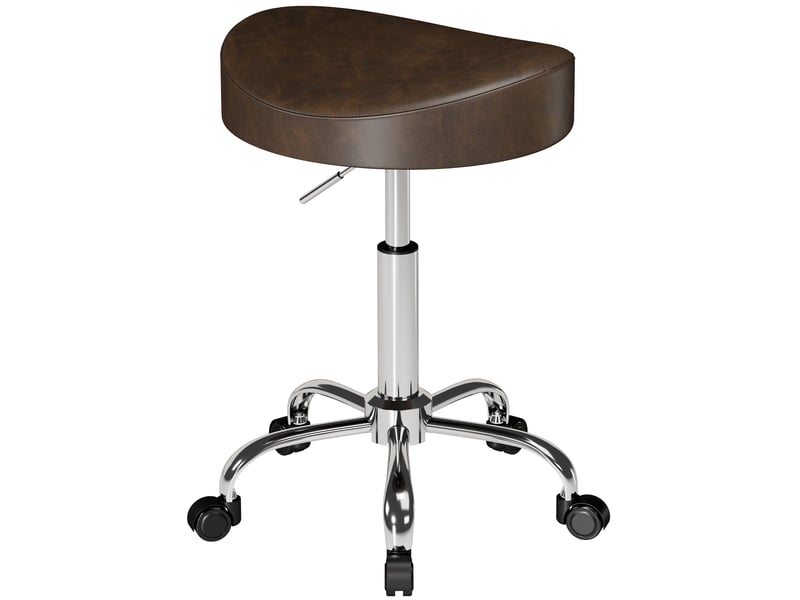  Tabouret de massage à roulettes réglable h.51-66 cm pivotant synthétique marron  - Conforama A