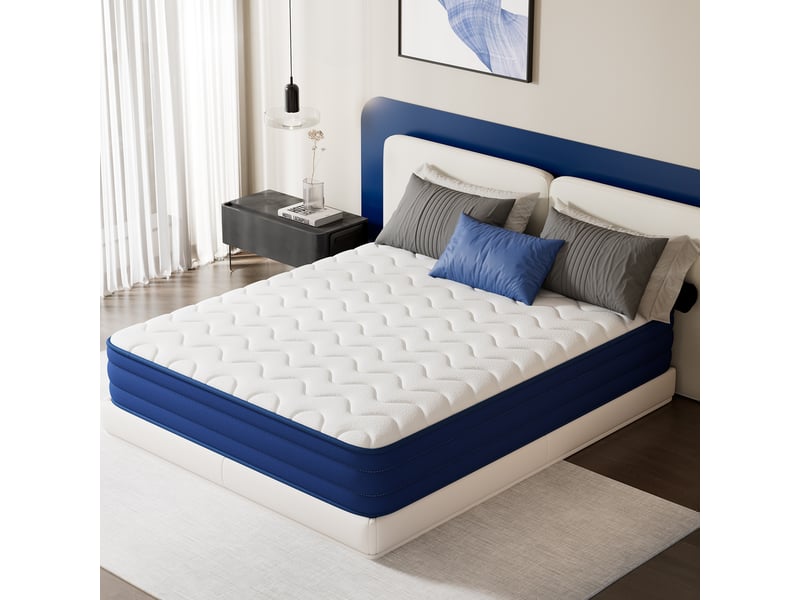 Matelas à ressorts ensachés individuellement 150x200cm – 22cm d'épaisseur, 7 zones de confort, soutien moyenferme (h3h4), ergonomique, respirant et anti-acariens, certifié oeko-tex. 7 zones de confort - Conforama W