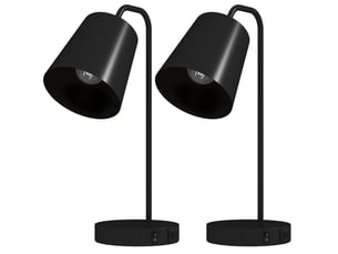 Lot de 2 lampes de table modernes, avec ports usb-a et usb-c, pour chambre, salon et bureau, noir