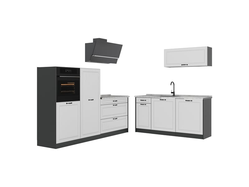  Vicco cuisine, blanc campagneanthracite, 220cm sans plan de travail  - Conforama A