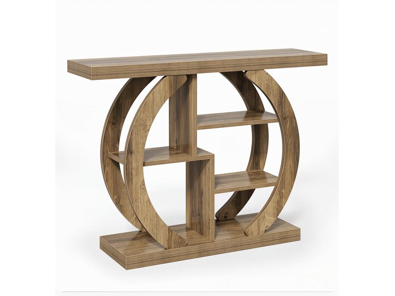  Table console 108 x 30 x 82 cm avec 4 niveaux de rangement, style campagne, bois marron  - Conforama A
