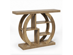 Table console 108 x 30 x 82 cm avec 4 niveaux de rangement, style campagne, bois marron
