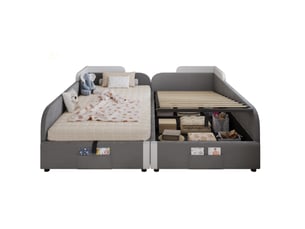 Lit coffre 90x200 cm <strong>OKWISH</strong> <strong></strong> coloris gris