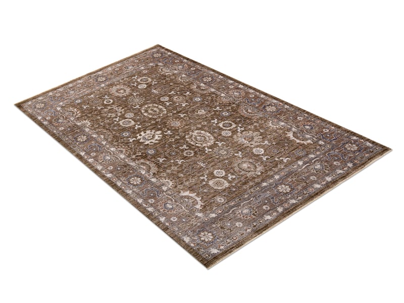  Tapis laris 743 vert   brun clair – motif cadre, ornemental, classique, franges 160x230 cm  - Conforama D
