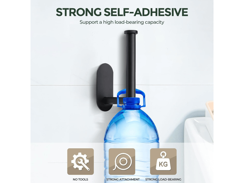 Porte-papier toilette en acier inoxydable, sans perçage, adapté à la salle de bain et à la cuisine, noir - Conforama E