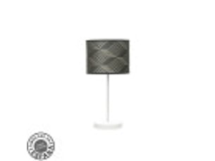 Fabrilamp moda lampe à poser blanc gris, abat-jour textile motif tetris gris, 1 x e14, 42 cm