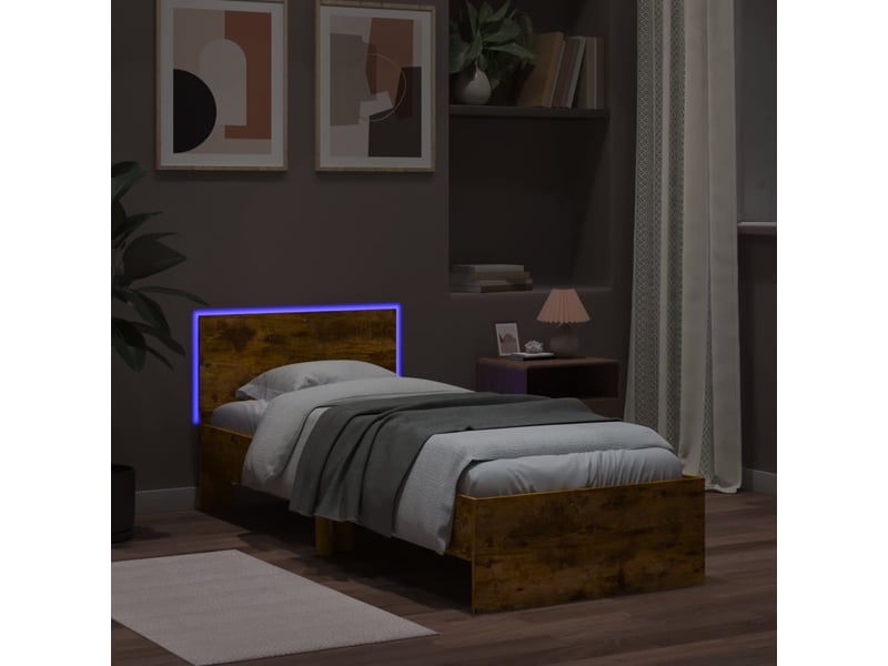  Lit simple- lit adulte -  cadre de lit sans matelas avec lumières led 90x200 cm  - Conforama C