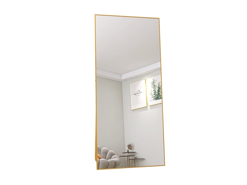  Miroir sur pied - 180 x 80 cm - or - miroir plein pied rectangulaire extra-large en verre trempé, cadre en alliage d'aluminium  - Conforama C