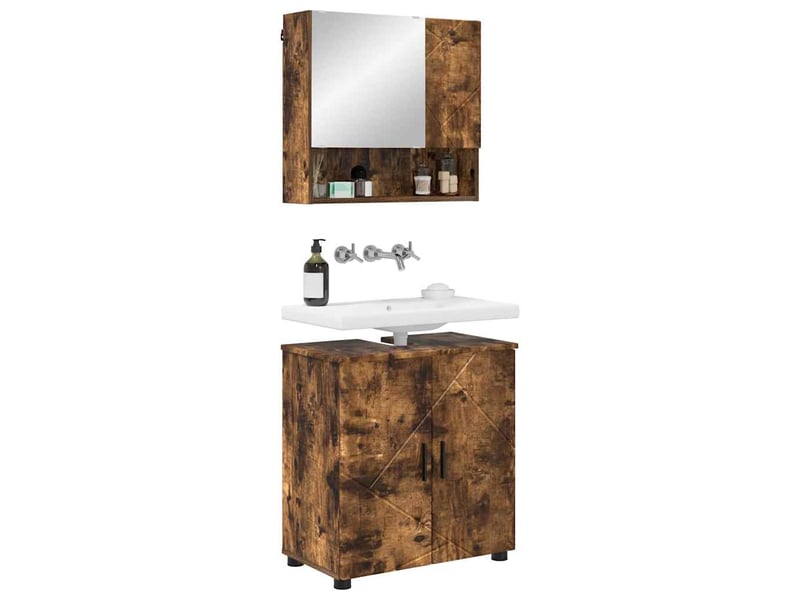 Ensemble de mobilier de salle de bain 2 pc chêne fumé cf64073 - Conforama C