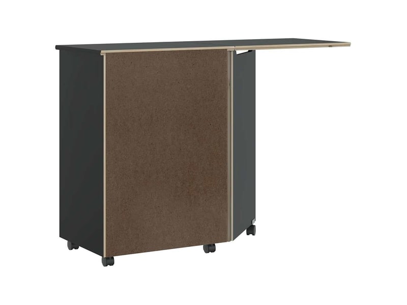  Armoire de rangement roulante avec bureau moss noir bois de pin solide  - Conforama E