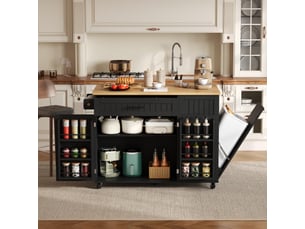 Îlot de cuisine mobile,130x70x93 cm,avec plateau rabattable,mdf,noir