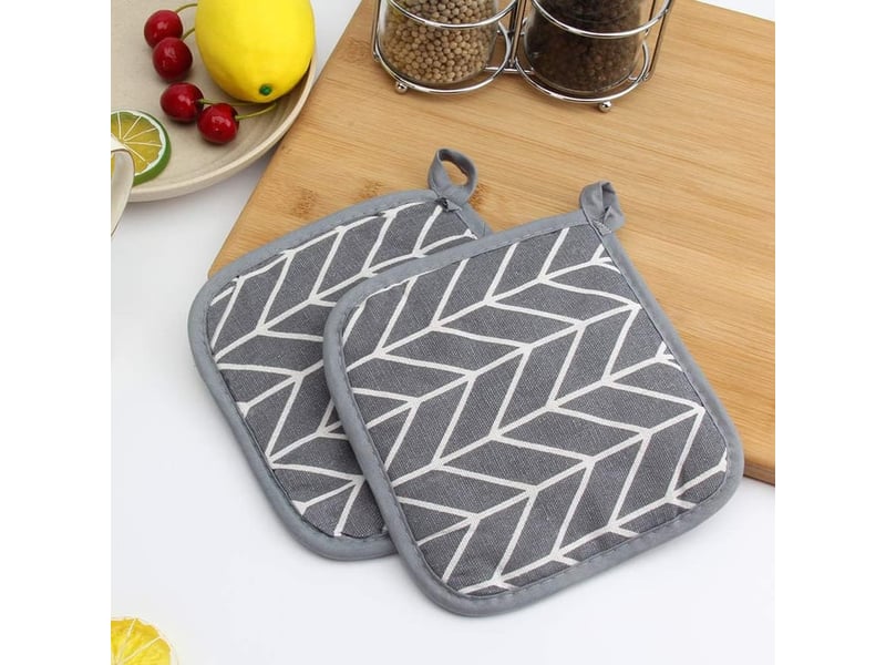  Dessous de verre isolants en coton et lin - tapis carré de cuisine de restaurant - anti-brûlure et isolation thermique - gris  - Conforama C