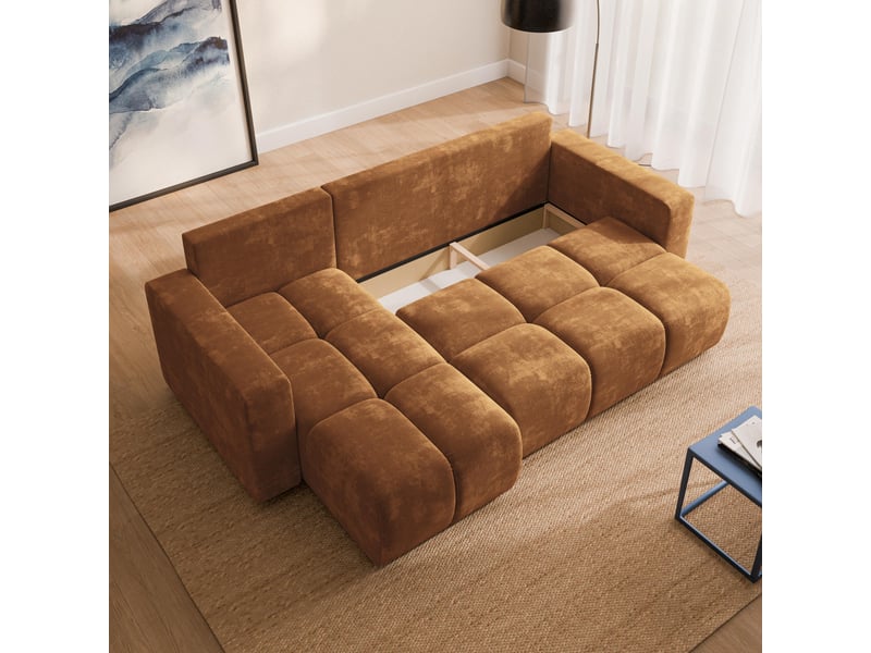  Canapé d'angle ramil, tissu chenille marron clair  - Conforama C