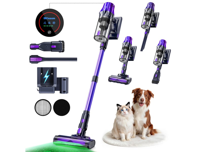  Aspirateur sans fil,600w55 kpa,autonomie de 60 minutes,pour la maison,aspirateur balai autoportant avec brosse anti-emmêlement et écran tactile oled  - Conforama A