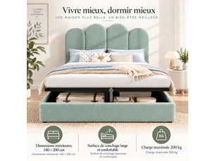 Lit coffre 140x200 cm <strong></strong>  <strong></strong> coloris vert