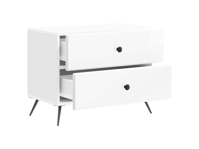  Table de chevet - cabinet de chevet - table de nuit blanc brillant 62 x 34,5 x 47,5 cm  - Conforama C