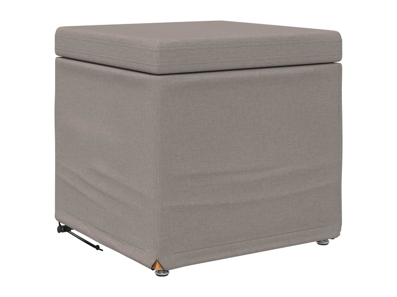  Tabouret bas, ottoman taupe 41x41x40 cm tissu et bois stratifié  - Conforama A