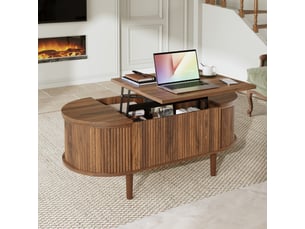 Table basse ovale coloris bois foncé <strong>OOIILLEE</strong> <strong>Luxe haut de gamme</strong> - 48 cmx100 cm