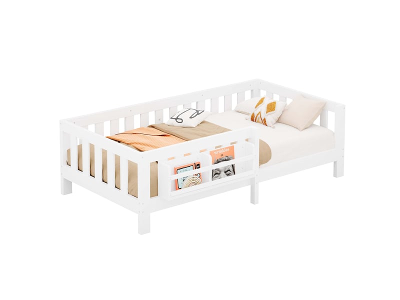  Lit enfant 90x200 cm – avec barrières de sécurité – blanc (matelas non inclus)  - Conforama A