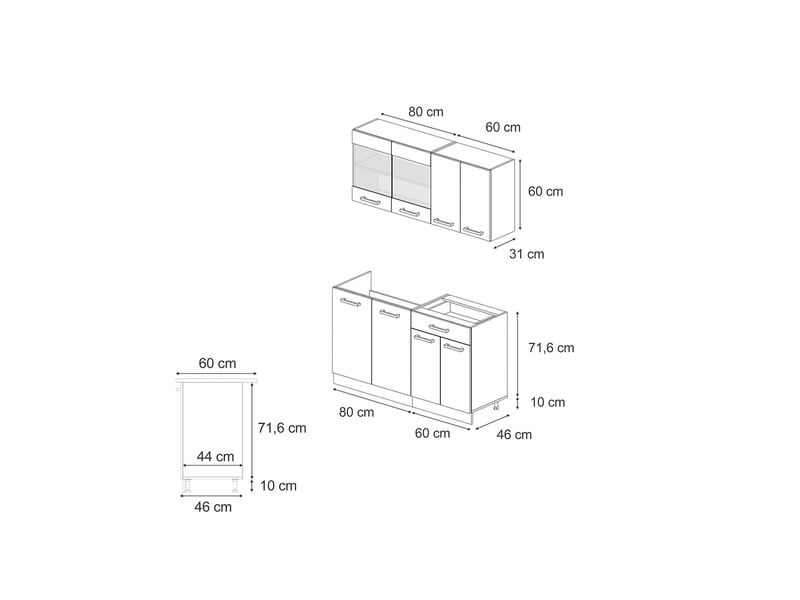 Vicco cuisine, sable campagnechêne doré, 140cm sans plan de travail - Conforama B