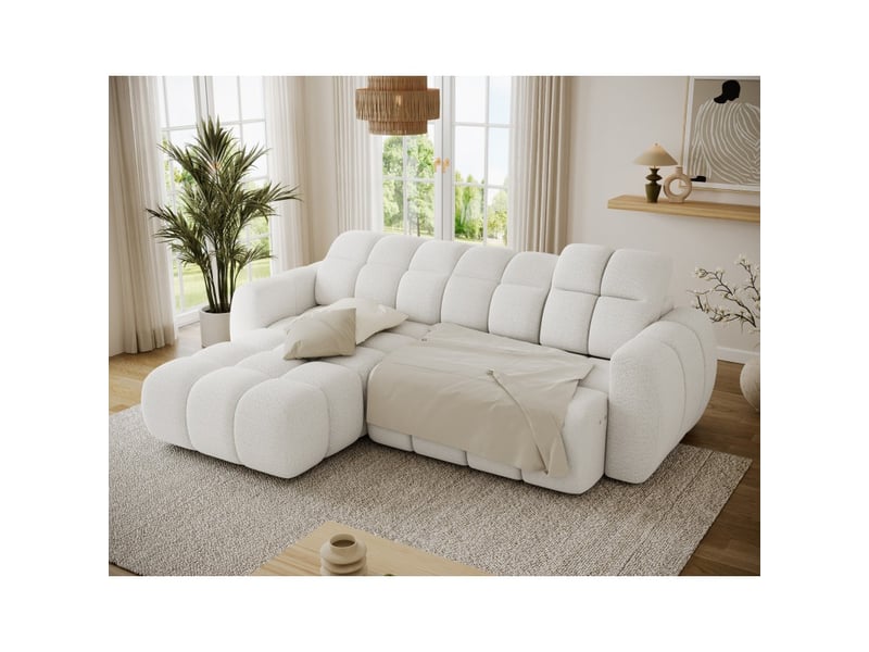 Canapé d'angle électrique fanoti 3 places blanc – angle gauche - Conforama C