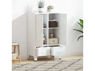 Garde-robe, armoire de rangement industrielle blanc 67x35x107 cm acier