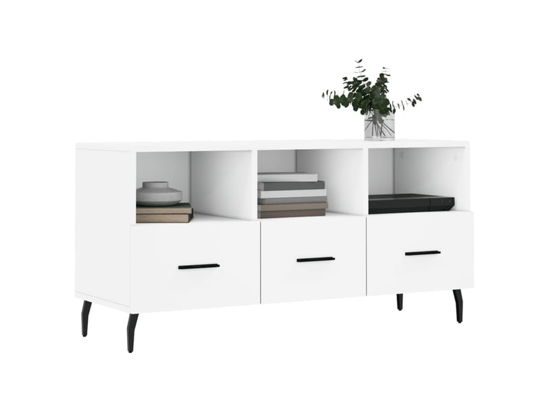  Meuble tv - banc tv - meuble de rangement blanc 102x36x50 cm bois d'ingénierie  - Conforama C