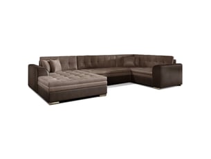 Canapé panoramique convertible caldero 5 places marron – angle gauche