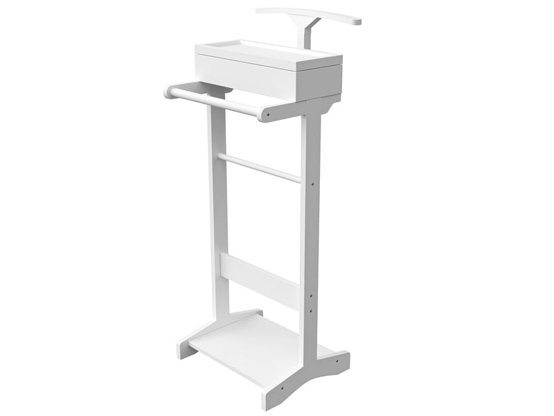  Valet de chambre en mdf tiroir amovible rangement chaussures finition blanche design vertical compact léger et facile à déplacer installation simple instructions fournies  - Conforama A