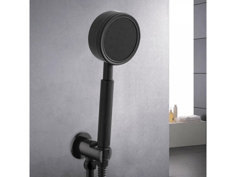 (noir)support de douchette à main, coude de raccordement mural avec support de douche, support rond pour pommeau de douche, coude de douche universel - Conforama E