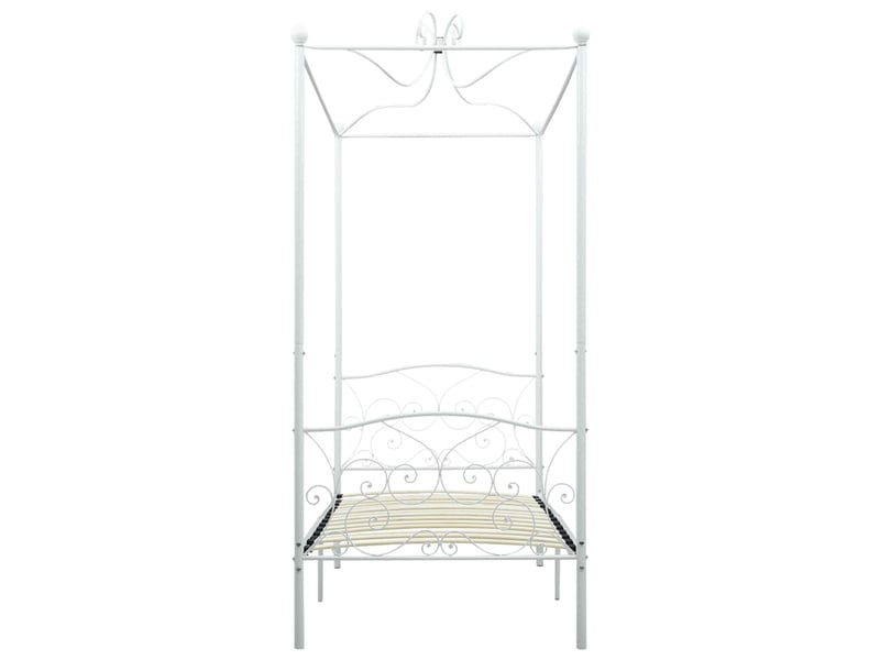  Lit adulte, lit simple, cadre de lit à baldaquin sans matelas blanc métal 90x200cm cf34  - Conforama C