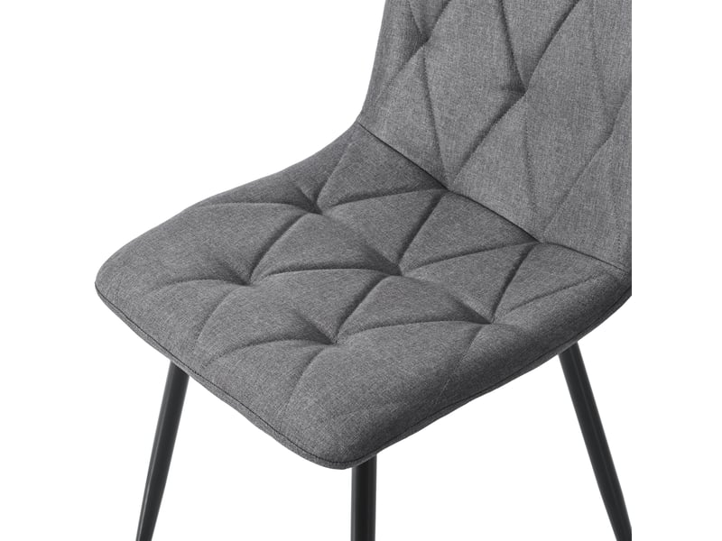  Ensemble table à manger 117 x 68 cm avec 4 chaises, plateau blanc effet marbre, tissu gris foncé et pieds en métal noir  - Conforama W