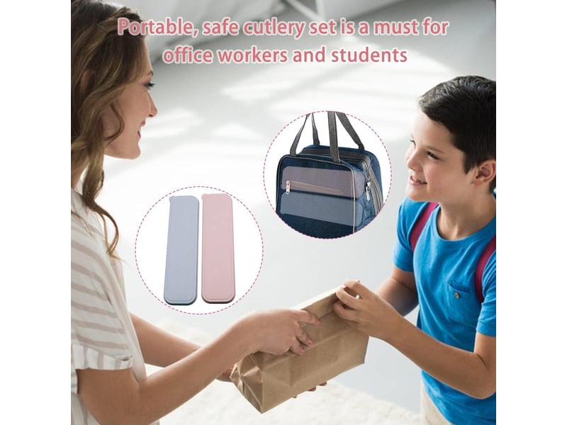 Ensemble de couverts de voyage avec étui, 2 ensembles de couverts de camping portables, réutilisables, cuillère, fourchette, couteaux OGS005967LL - Conforama E