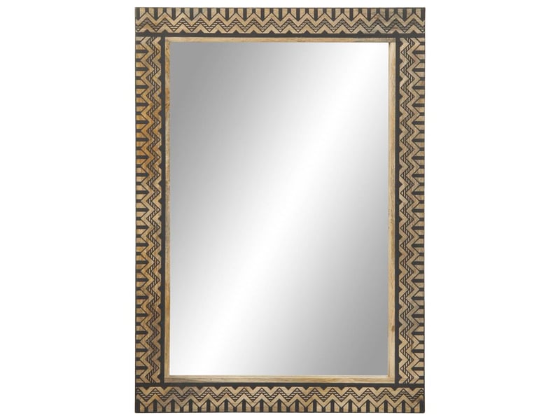  Miroir de salle de bain, miroir de toilette 50x70 cm bois de manguier massif et verre cf62478  - Conforama A