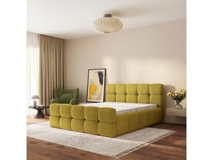 Lit coffre 200x200 cm <strong>MASSENO</strong> <strong></strong> coloris jaune