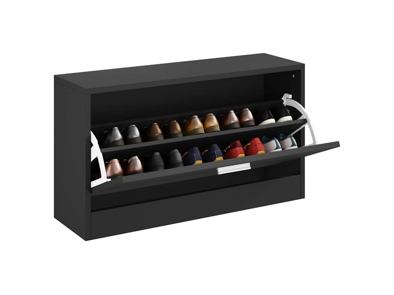  Banc à chaussures, meuble à chaussures noir 80x24x45 cm bois d'ingénierie  - Conforama C