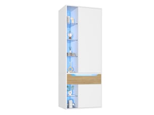 Armoire modenvie avec vitrine en verre led 75 x 50 x 200 cm mdf blanc