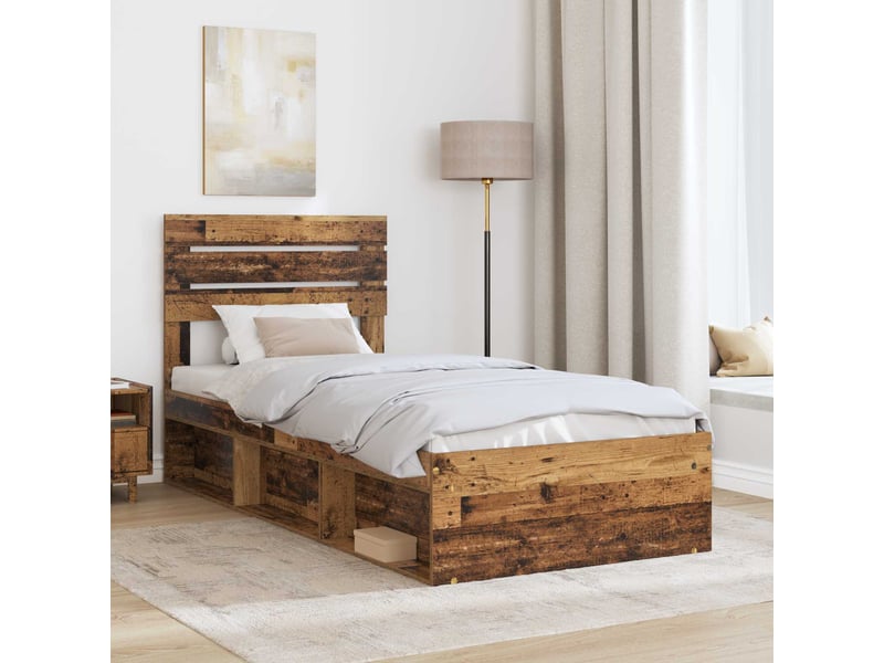 Lit simple- lit adulte - cadre de lit bois ancien 100 x 200 cm pin massif - Conforama B
