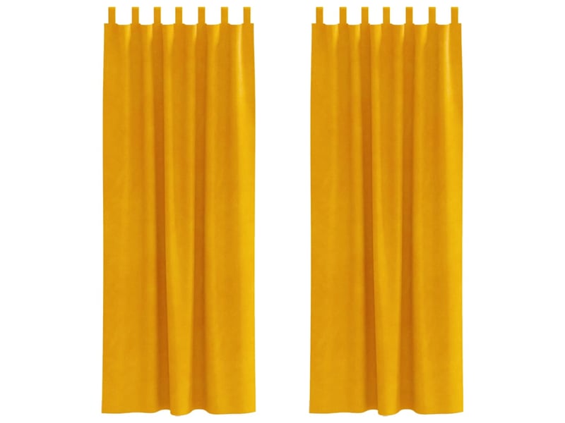  Lot de 2 rideaux, rideaux de fenêtre jaune moutarde 140 x 260 cm velours cf44087  - Conforama A