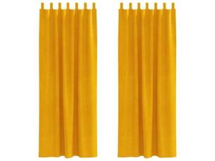 Lot de 2 rideaux, rideaux de fenêtre jaune moutarde 140 x 260 cm velours cf44087