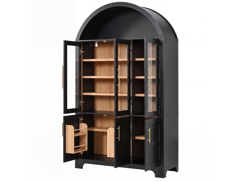 Buffet haut 6 portes avec niche arquée 110x40x185 cm noir - Conforama D
