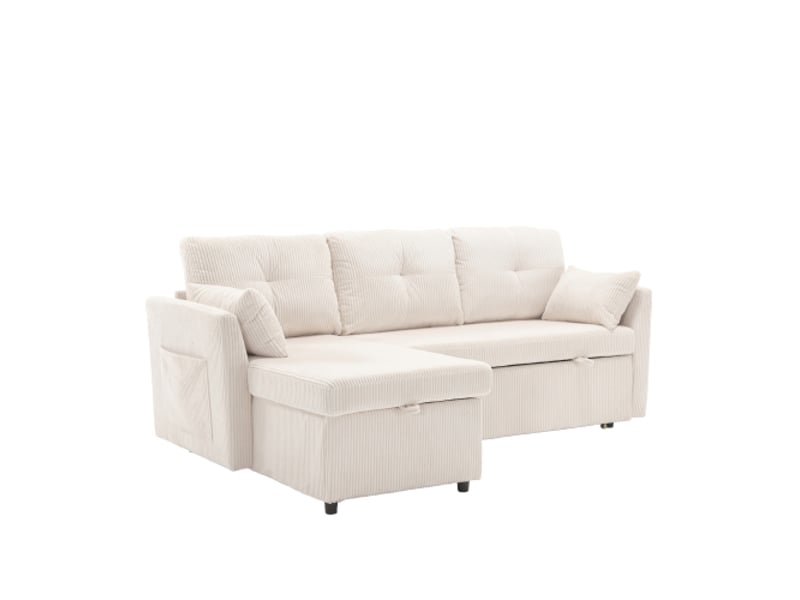  Canapé-lit convertible modulable avec rangement, chaise longue interchangeable, canapé d’angle modulaire  - Conforama A
