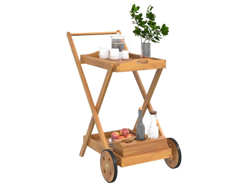  Desserte de cuisine, chariot à thé 54x87x90 cm bois massif d'acacia  - Conforama C
