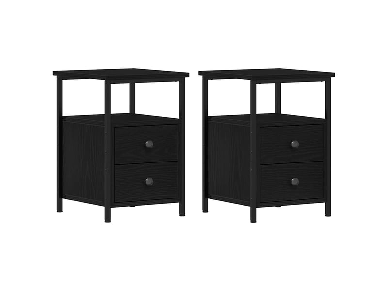  Tables de chevet 2 pièces chêne noir 34 x 35,5 x 50 cm bois d'ingénierie  - Conforama A