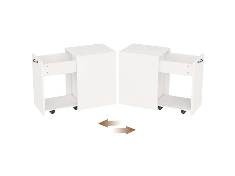  Caisson à roulettes avec 1 tiroir et 1 niche ouverte, montable à gauche ou à droite, pour bureau et télétravail, blanc  - Conforama D