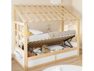 Lit jeune relevable 90x200 cm <strong>FLORAGRACE</strong> <strong></strong> 24 latte(s)