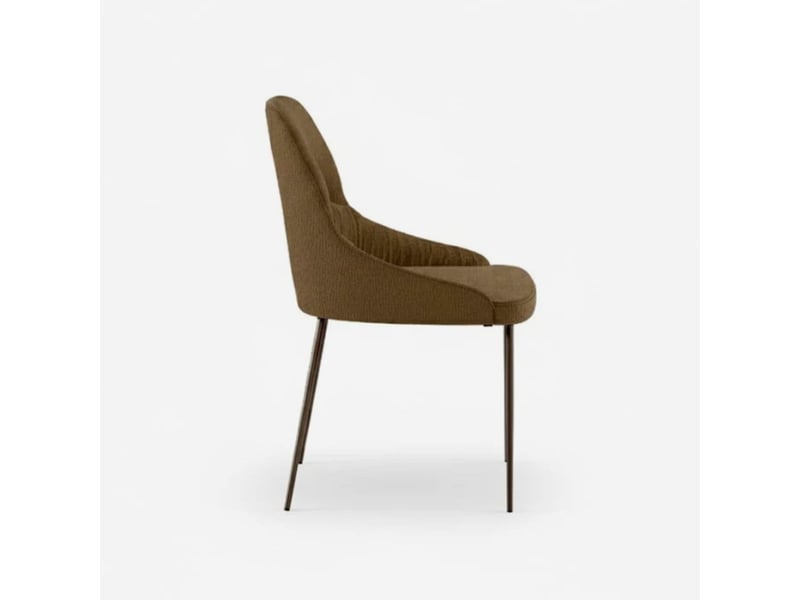  Lot de 4 chaises rembourrées en tissu facile à nettoyer shell - marron  - Conforama D