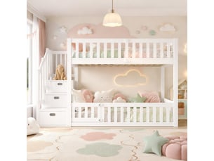 Lit superposé 90x200 cm OKWISH   coloris blanc
